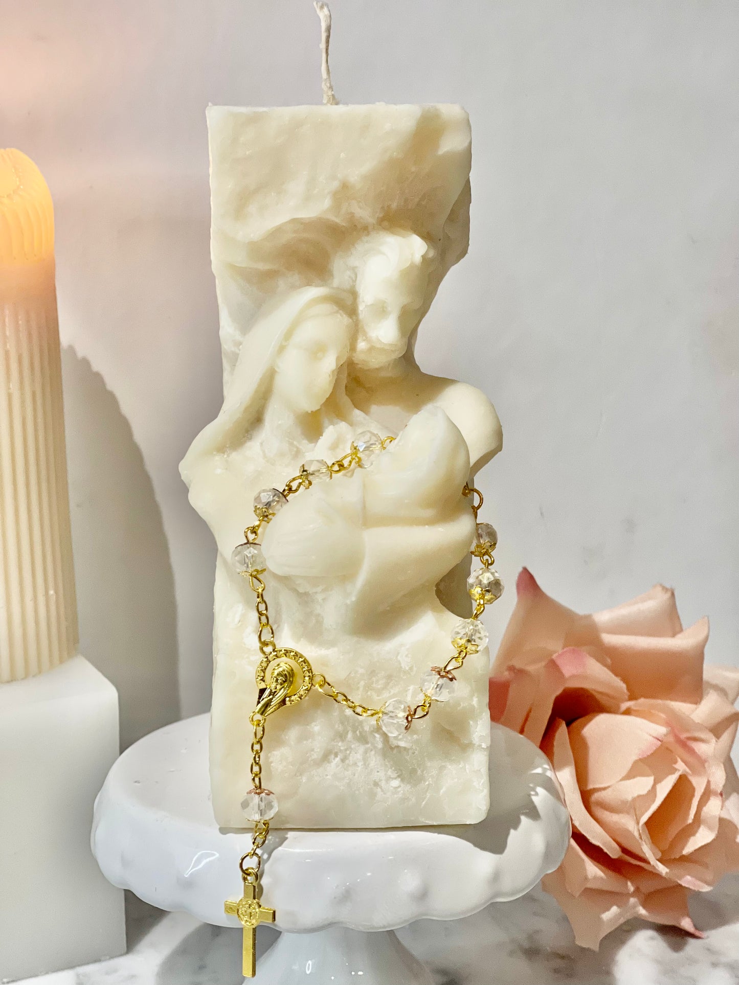 Holy Family Stone Candle