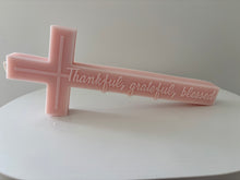 Load image into Gallery viewer, Cross Candle ‘Thankful, grateful, blessed’

