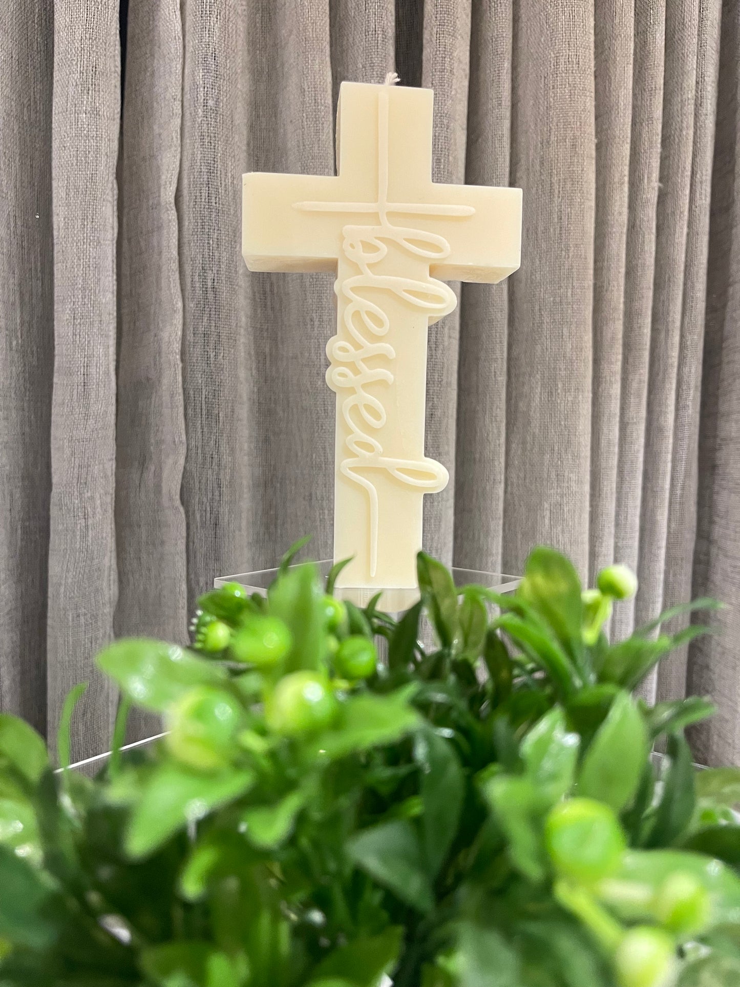 Crucifix 'Blessed' Candle ￼