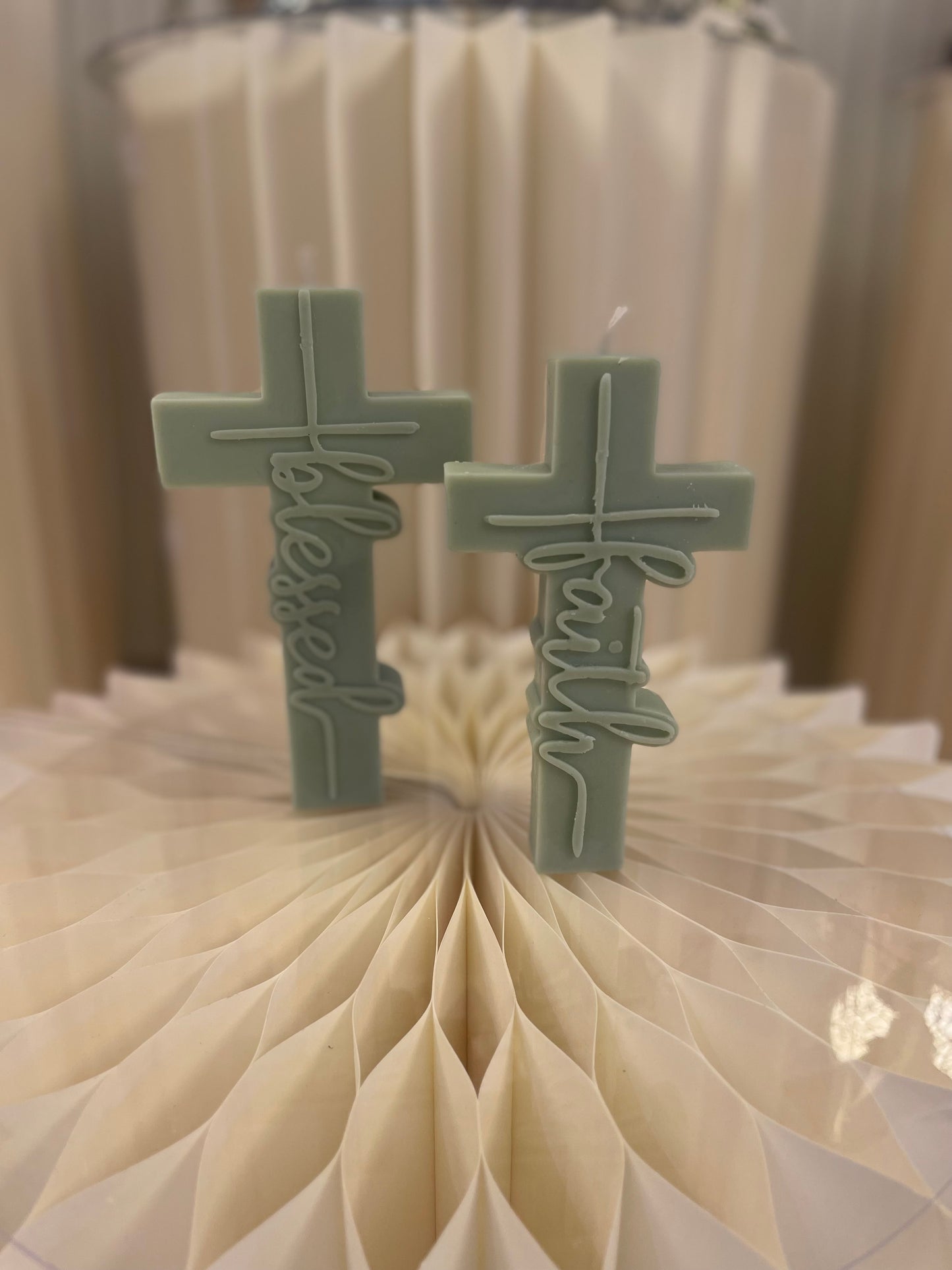 Crucifix 'Blessed' Candle ￼