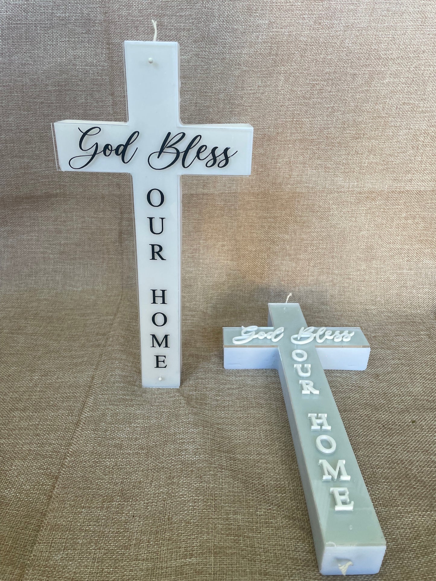 Cross Candle + Acrylic Tag