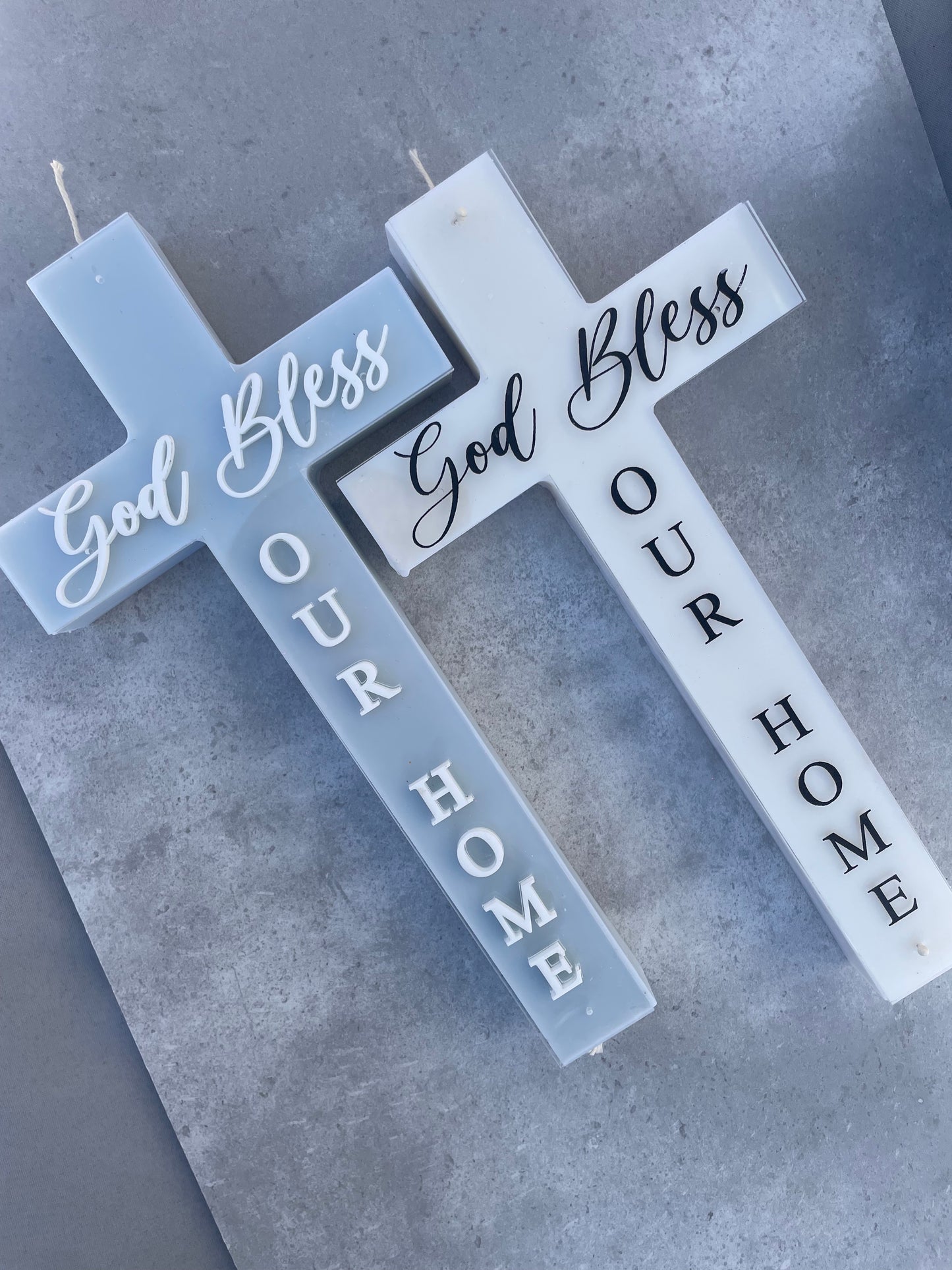 Cross Candle + Acrylic Tag