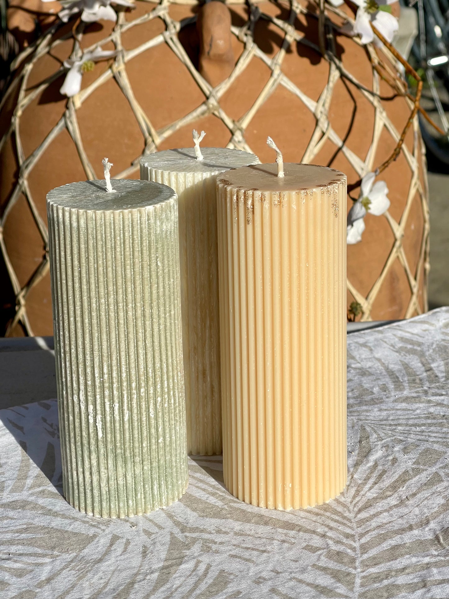 Ribbed Pillar Candle