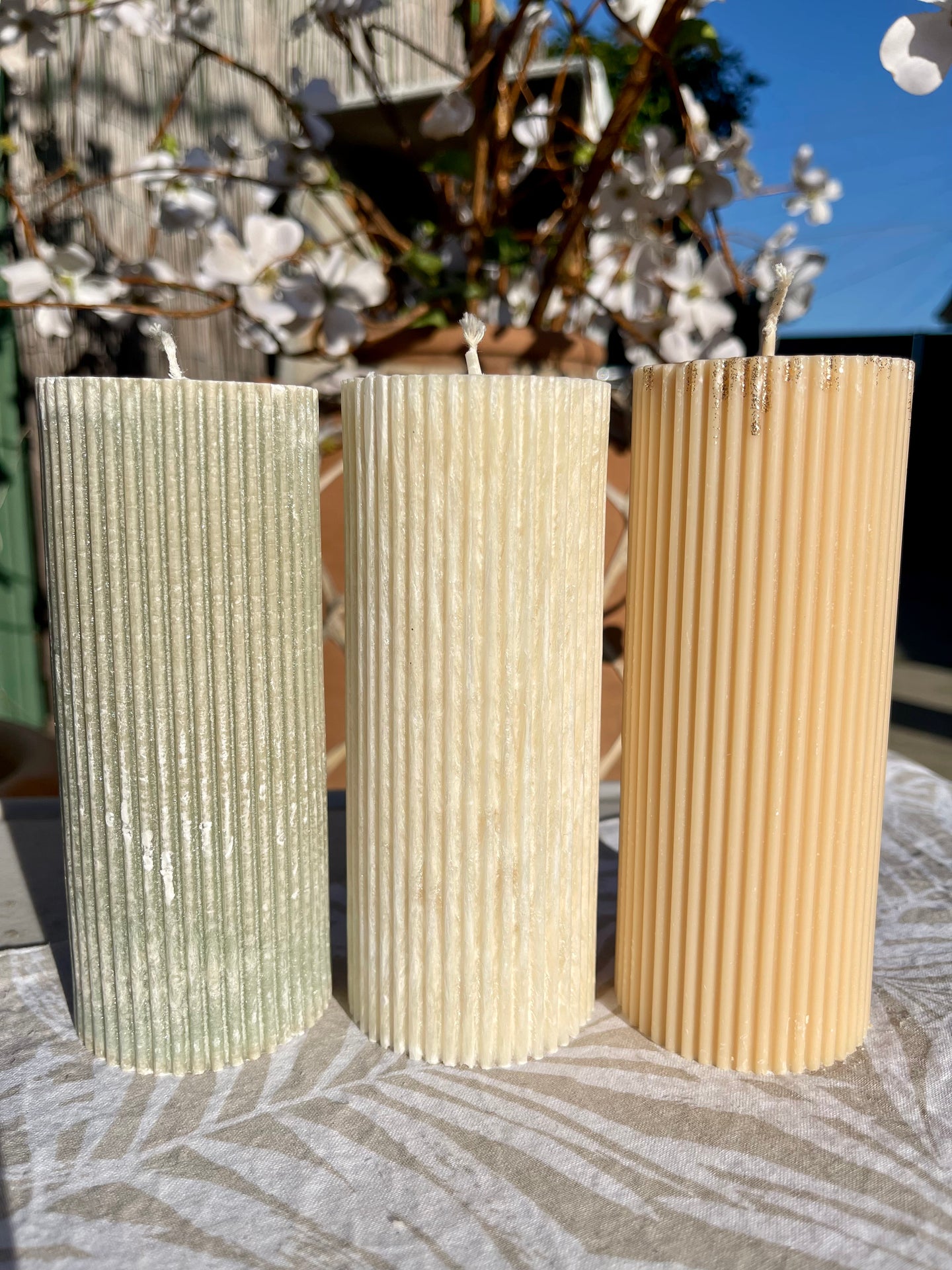 Ribbed Pillar Candle