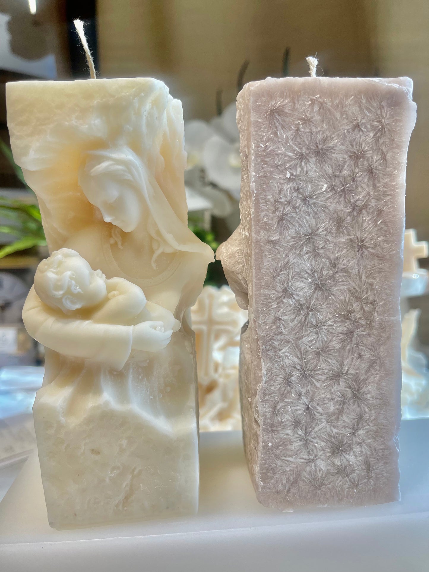 Mary Jesus Stone Candle