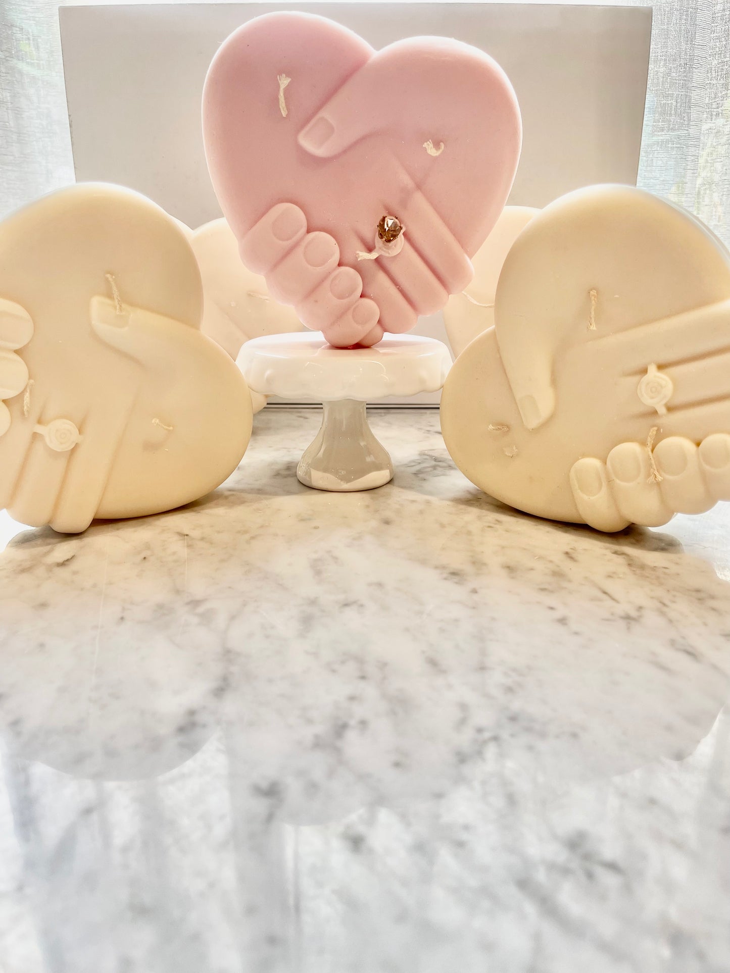 Married Hands in Heart Candle