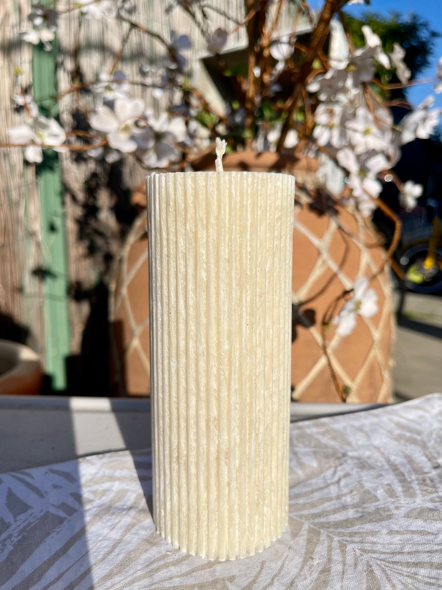 Ribbed Pillar Candle