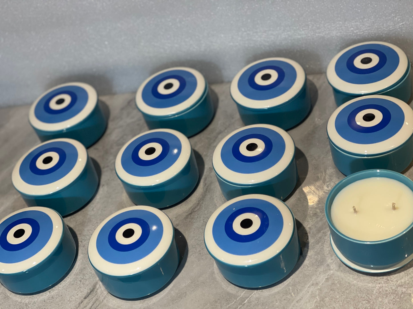 Evil Eye Ceramic Candle Canister/Lid
