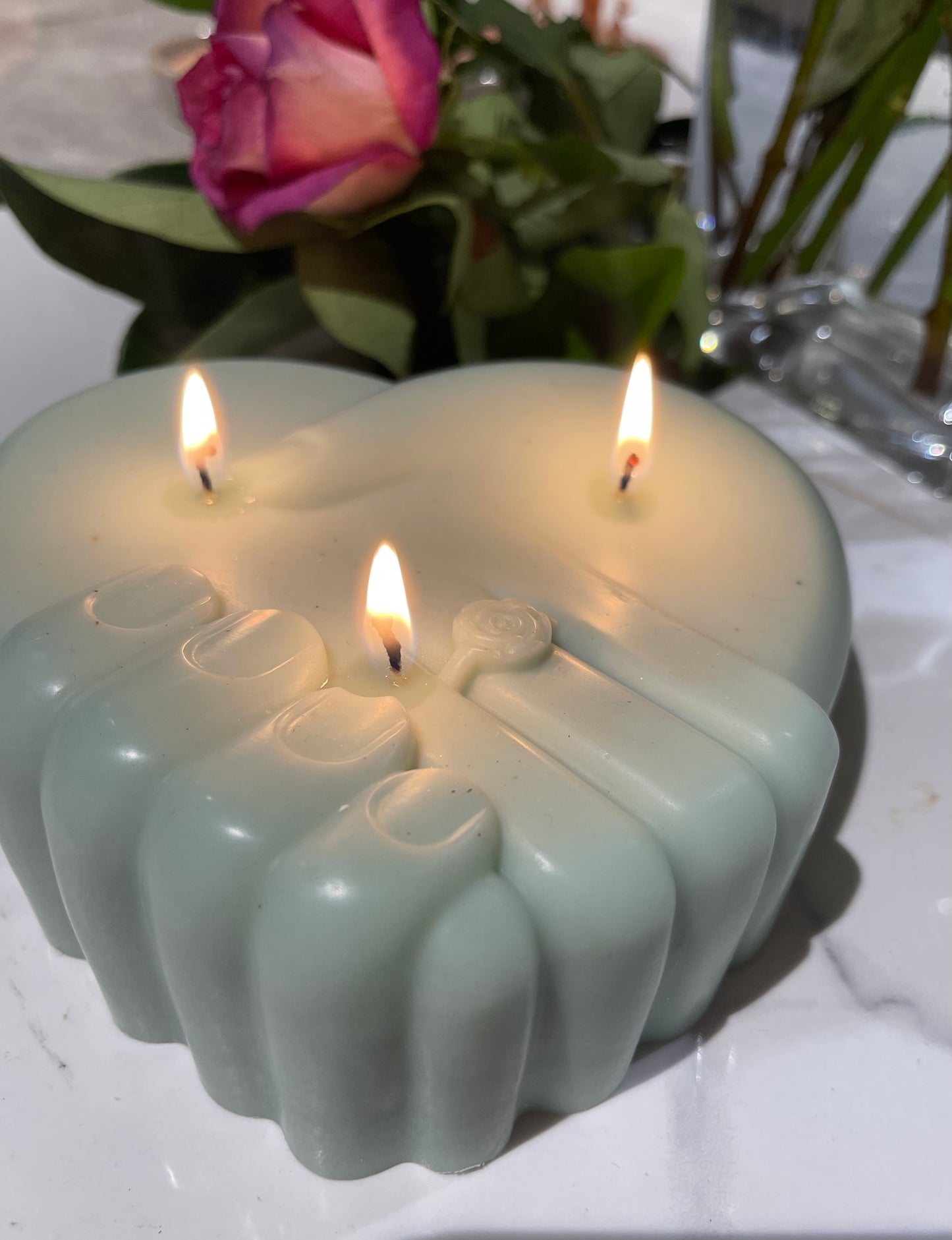 Married Hands in Heart Candle