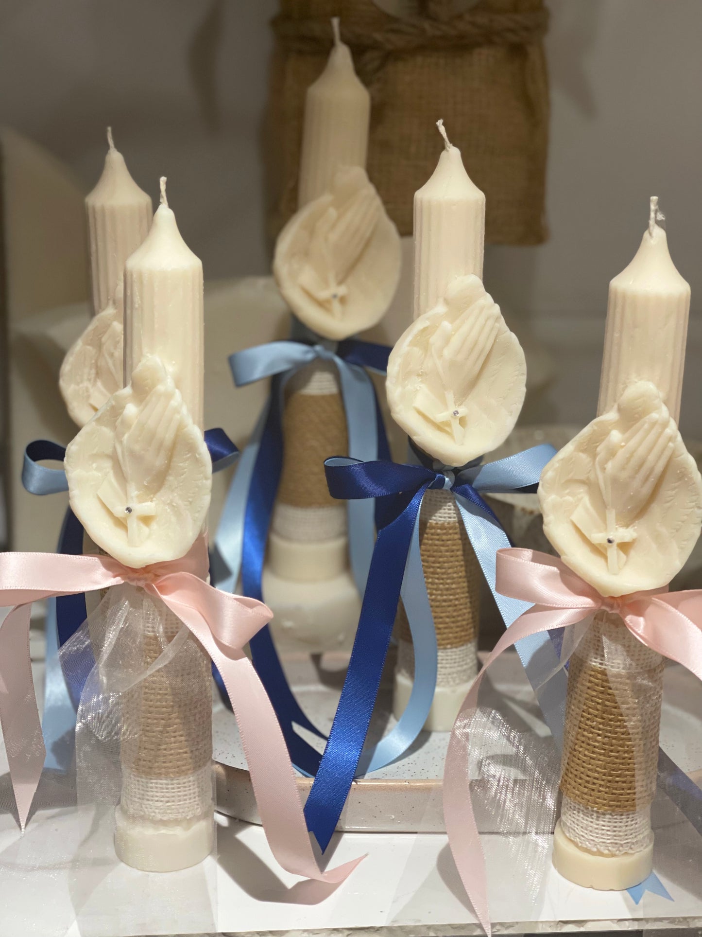 Praying Hands Pillar Candle